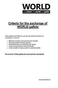 Criteria for the exchange of WORLD pallets