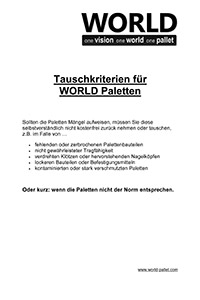 Tauschkriterien für WORLD-Paletten